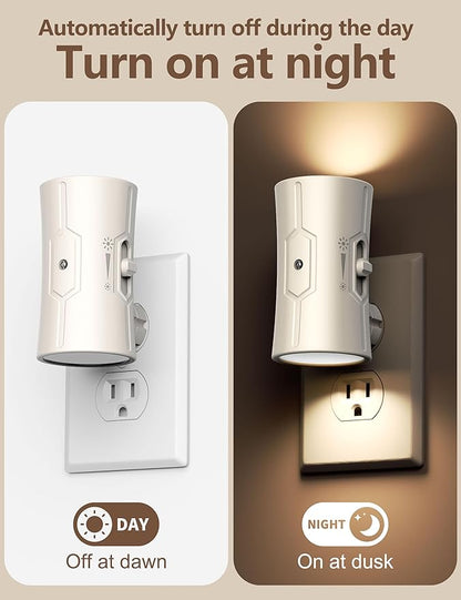 Night Light, LED Night Lights Plug into Wall, [2 Pack] Warm White 3000K, 0-100LM Adjustable Brightness Light Sensor Nightlights Plug in Wall for Hallway, Bathroom, Adults, Neutral Beige