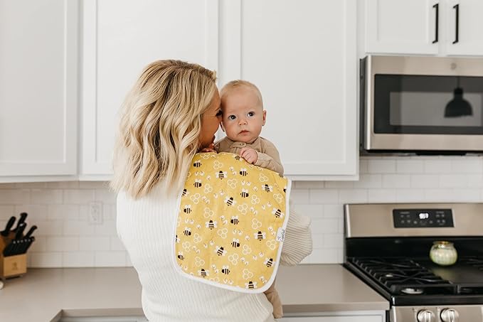 Copper Pearl Premium Baby Burp Cloths - 3-Pack Large Cotton Burp Cloths, Extra Soft Spit Up Rags with 3 Absorbent Layers, Perfect for Baby Boy and Baby Girl Gifts (21" x 10" Size, Atwood Set)