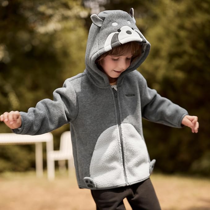DAVE&BELLA Toddler Fleece Jacket, Baby Boys Girls Animal-shaped Hooded Zipper Long Sleeve Warm Spring Autumn Outerwear Coat