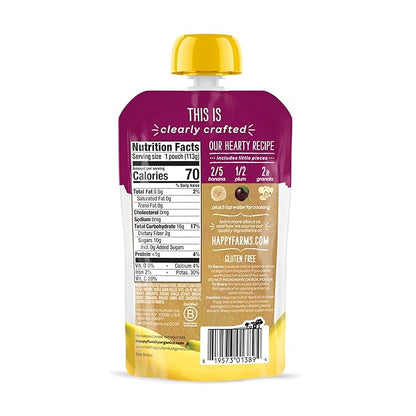 Happy Baby Organics Stage 2 Baby Food Pouches, Gluten Free, Vegan & Healthy Snack, Clearly Crafted Fruit & Veggie Puree, Apples, Bananas, Plums & Granola, 4 Ounces (Pack of 16)