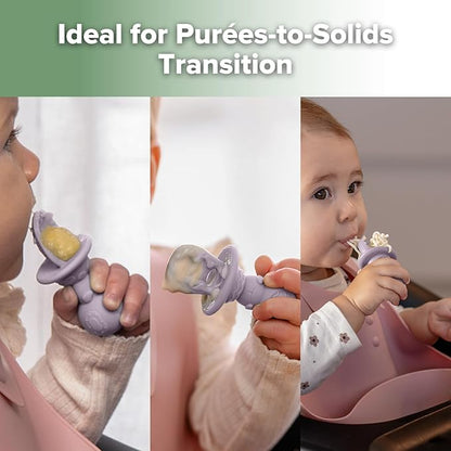 Haakaa Astronaut Beginner Silicone Cutlery Set – Toddler Spoons Self Feeding 6+Months, Baby Led Weaning Supplies, Easy Grip Toddler Utensils, Baby Feeding Essentials