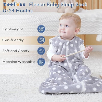 Yoofoss Fleece Baby Sleep Sack 2 Pack 1.5 Tog Baby Wearable Blanket with 2-Way Zipper