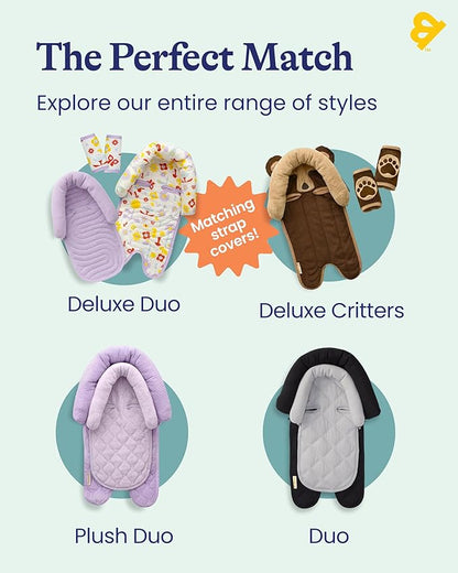 Travel Bug Baby & Toddler 2-in-1 Head Support Duo Head Support for Car Seats, Strollers & Bouncers (Grey/Teal/Pink), 8x2.75x10 Inch (Pack of 1)