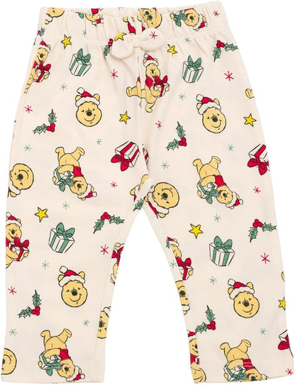 Disney Christmas Baby Girls Bodysuit, Pants and Headband 3 Piece Outfit Set Newborn to Infant Sizes (Newborn - 24 Months)