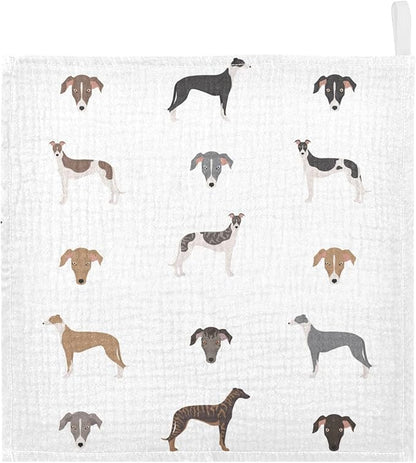 vvfelixl English Greyhound Dogs Baby Burp Cloths Baby Muslin Washcloths for Boys Girls Cotton Baby Face Towel for Newborn Infants Soft and Absorbent 11.8 X 11.8 in, 5 Pack