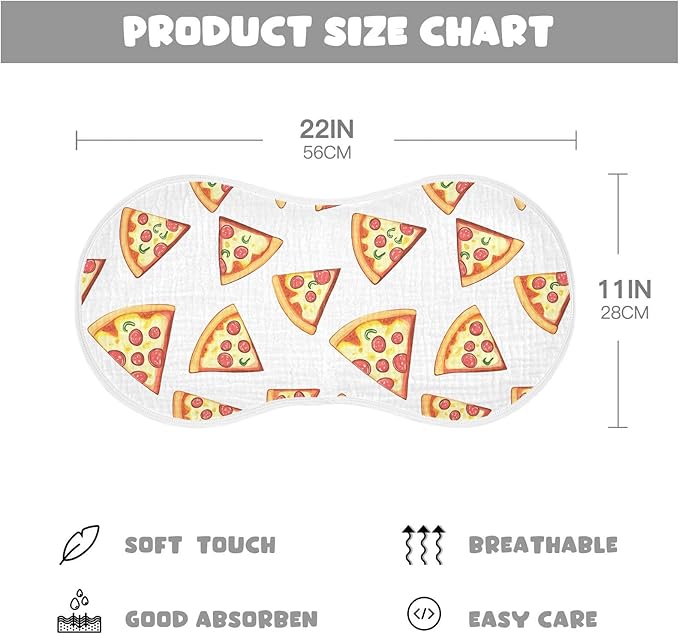vvfelixl Baby Burp Cloths Sliced Pizza Cartoon Baby Newborn Cotton Burping Cloths Set Baby Washcloths 4 Pack