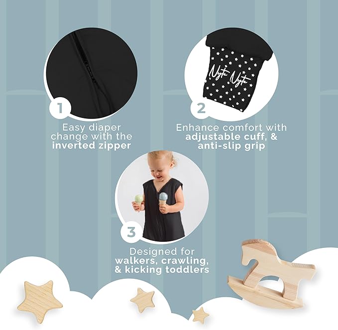 Nyte Nyte Baby - Sleeveless Soft Baby & Toddler Sleeping Sack, Breathable with Adjustable Feet Cuffs & Anti-Slip Grip