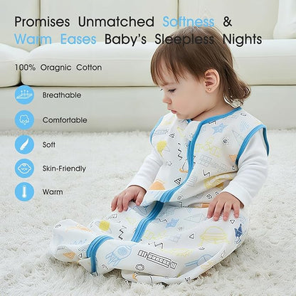 XUNTA 0.5 TOG Sleep Sack 100% Cotton Wearable Blanket, Summer Lightweight Toddler Sleeping Bag with 2-Way Zipper for Boy Girl