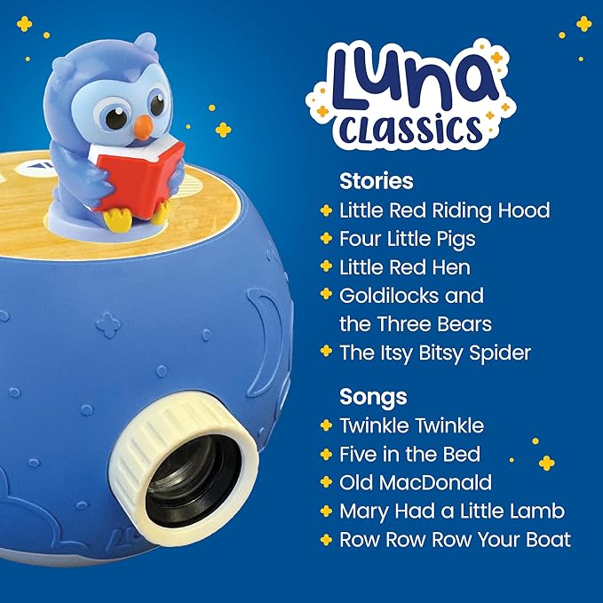 Kids Book Projector – 6 Bible & 5 Classic Read-Aloud Stories, 10 Songs & Night Light & Soothing Dream Music | Children Ages 3+ Storytime Projector for Kids & Toddler | Toys, Owl & Angel