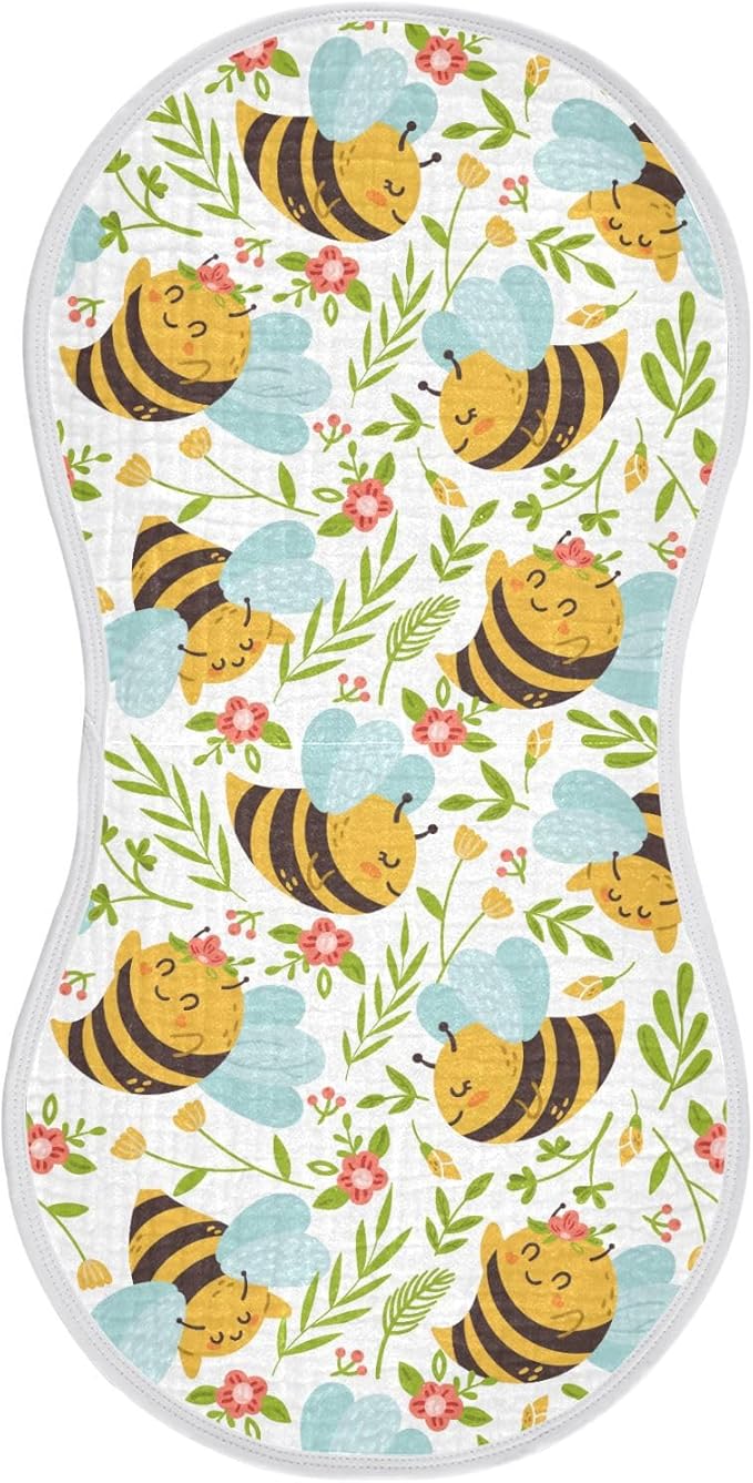 vvfelixl Muslin Burp Cloths Honey Bee Cute Bumble Bee Baby Washcloths for Baby Girl Boys 2 Pack