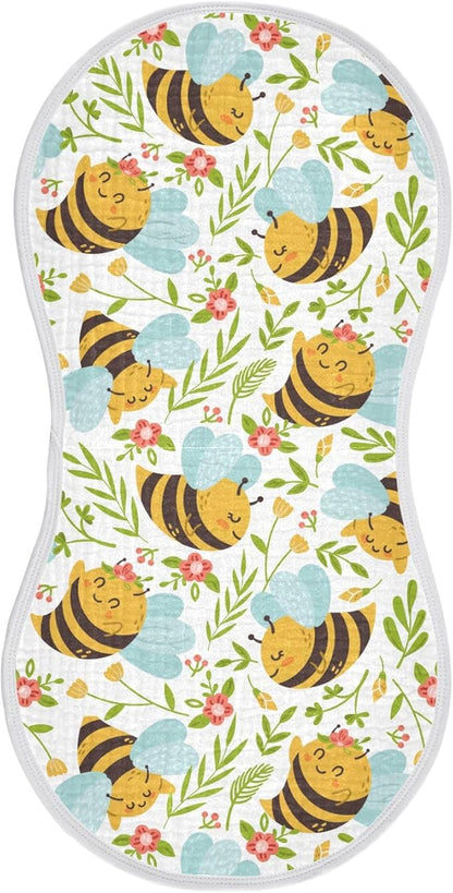 vvfelixl Muslin Burp Cloths Honey Bee Cute Bumble Bee Baby Washcloths for Baby Girl Boys 2 Pack
