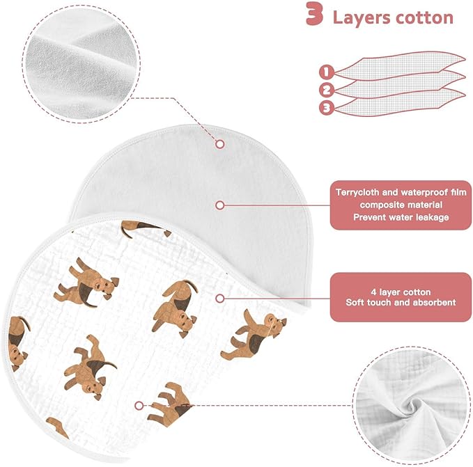 vvfelixl Burp Cloths Cartoon Happy Airedale Terrier Dog for Baby Boy Girls Baby Washcloths Burp Rags 1 Pack