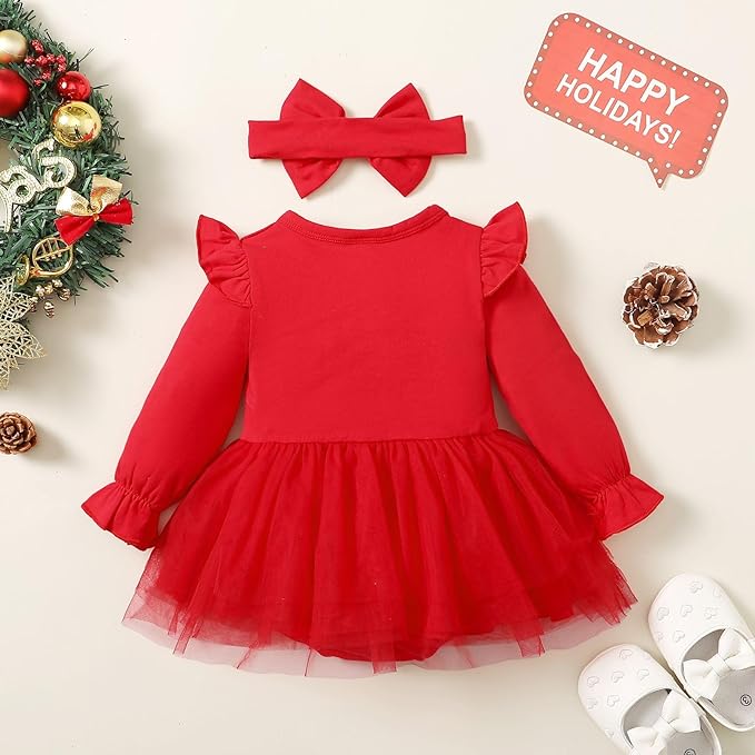 Magic Park 0-18M Infant Bodysuit Tutu Dress Baby Girl Romper Dress Toddler Solid Color Tulle Skirt Baptism Holidays Outfits