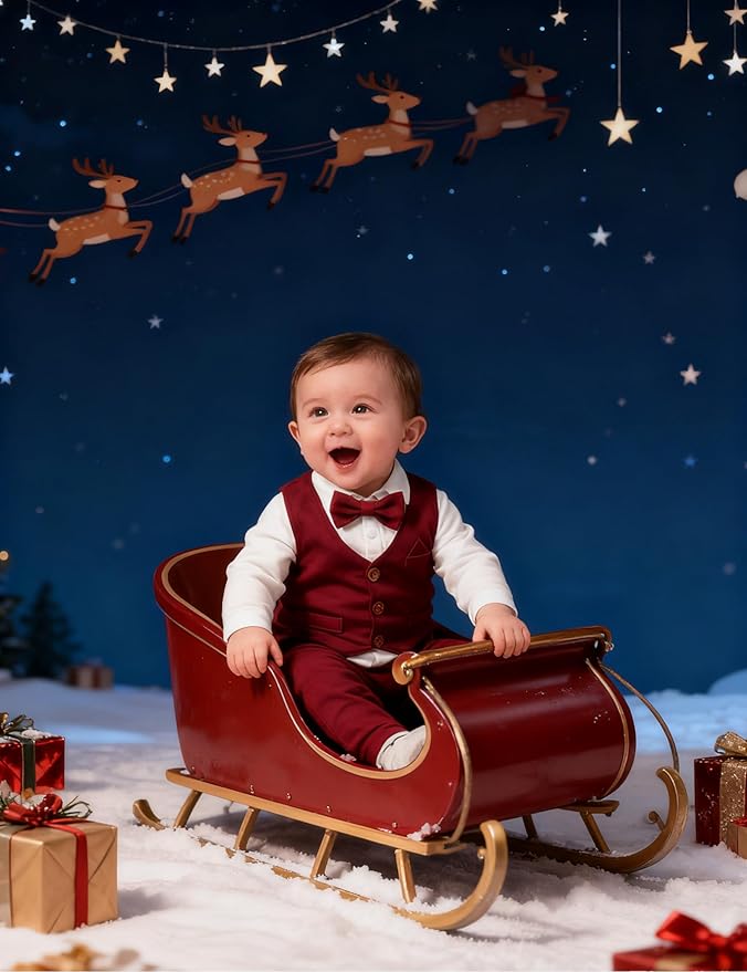 A&J DESIGN Baby Boy Suits Clothes Infant Toddler Formal Gentleman Outfits, Dress Shirt + Vest + Bow Tie + Pants Wedding Set