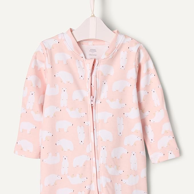 Amazon Essentials x Sofia Grainge Unisex Babies' Cotton Footed Sleep and Play Bodysuit, Pack of 2