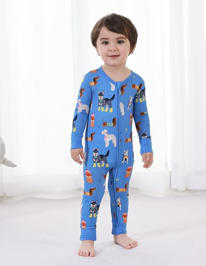 Baby Zippered Rompers Newborn Pajamas Sleepers Long Sleeve Jumpsuits Infant Zipper Romper-Viscose from Bamboo