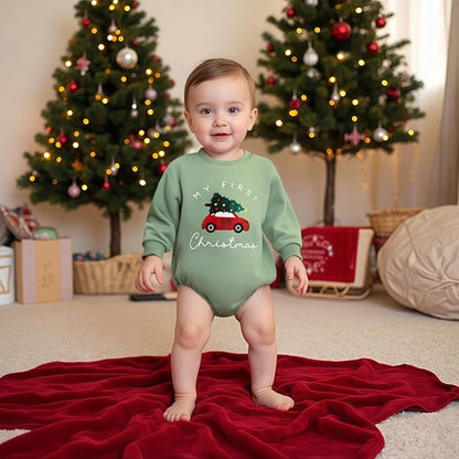 CIYCUIT My First Christmas Baby Boy Girl Outfit Infant Long Sleeve Christmas Bodysuit Romper
