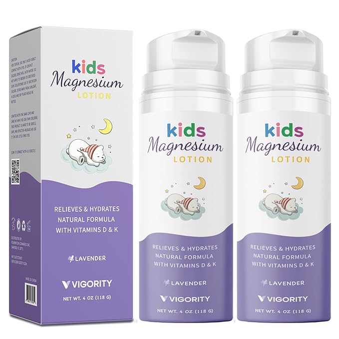 Vigority Magnesium Lotion for Kids & Babies Sleep - Bedtime Calming Body Cream with Natural Ingredients & Multi Vitamins - Topical Magnesium Soothing Relief, Promotes Relaxation (8 fl oz, Lavender)