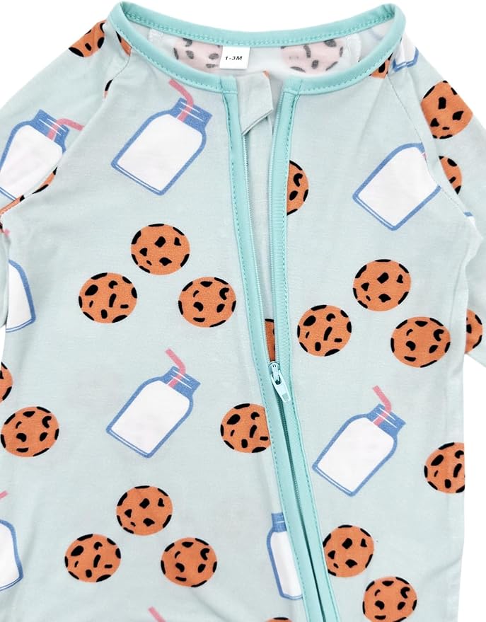 Bow Dream Bamboo Rayon Baby Boy Romper Footed Long Sleeve Footies Newborn Girl Clothes Footless with Zipper and Mitten Cuffs