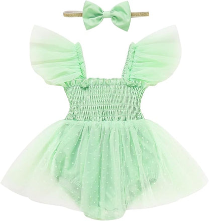 Baby Girl Clothes Infant Tulle Romper Ruffe Sleeveless Bodysuit Baby Girl Outfits Infant Girl Dress 0-18M