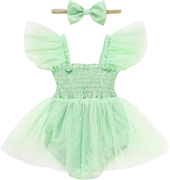 Baby Girl Clothes Infant Tulle Romper Ruffe Sleeveless Bodysuit Baby Girl Outfits Infant Girl Dress 0-18M