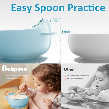Stainless Steel Baby Bowls with Suction, 2-in-1 SUS304 Toddlers Bowl & Removable Silicone Suction Kids Bowl, Anti Scald Non Toxic Snack Container for Baby Food Feeding, Morandi Set of 4