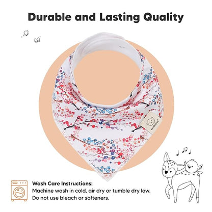 KeaBabies 10-Pack Organic Baby Bandana Bibs for Girls - Super Absorbent Triangle Baby Bibs for Drooling and Teething Infant, 100% Cotton Extra Soft for Newborn, Infant 0-36 Months (Tea Party)