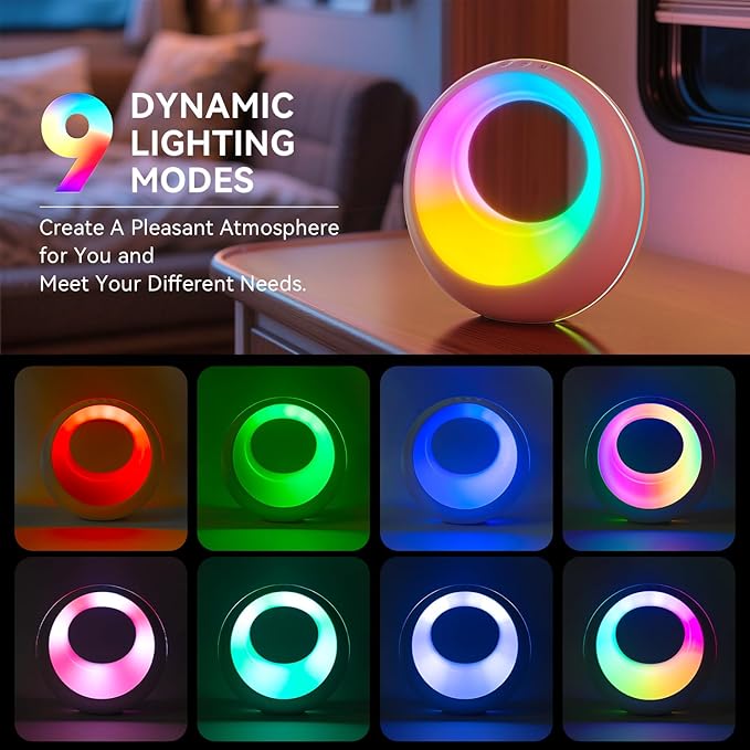Auxmir Nursery Night Light for Baby, Magic Moon Lamp for Kids and Adult 7 Lighting Colors & 9 RGB Modes, Rechargeable Bedside Table Lamp with Timing Function, Sleep Aid Nursing Lamp for Bedroom