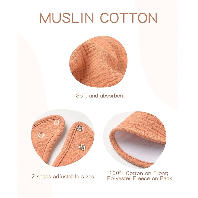 Konssy Muslin Baby Bibs 8 Pack Baby Bandana Drool Bibs Cotton for Unisex Boys and Girls, Soft Absorbent Set for Teething and Drooling