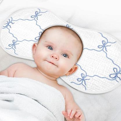 vvfelixl Blue Ribbon Bow Burp Cloths for Baby Boy Girls Baby Washcloths Burp Rags 1 Pack