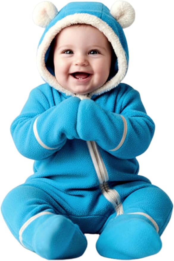 PATPAT Fleece Hooded Footed Clothes, Soft Warm Footie Covers, Car Seat Friendly, Easy Zip,Cute Romper Newborn Infant Jumpsuit