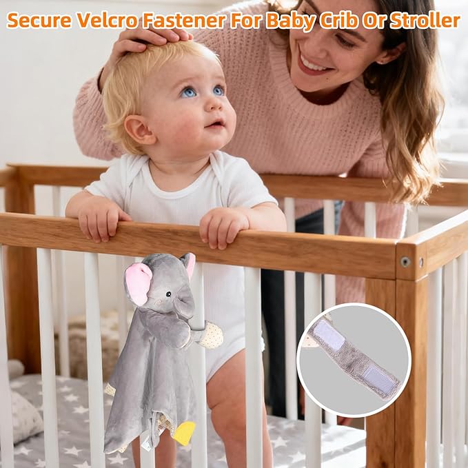 BEREST Elephant Baby Lovey Rechargeable Sleep Soother with 10 White Noises (Heartbeat, Shushing & Lullabies) & Cry Sensor|Timer|Recording|Plush Blanket Comforter Gift for Newborns|Infants|Boys & Girls