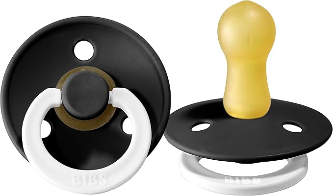 Bibs Colour Pacifier 2-Pack | BPA Free Soother, Round Nipple. Natural Rubber Latex,