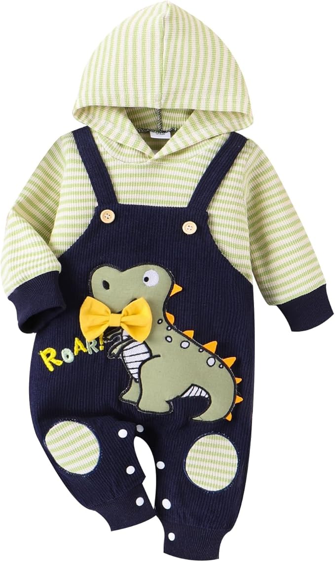 Baby Boy Clothes Newborn Hoodie Romper Fall Winter One-piece Outfit Infant Cute Cartoon Clothing Set 0-18 Months