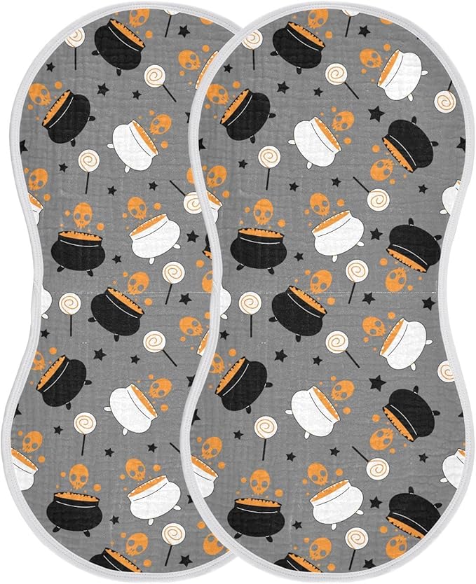 vvfelixl Baby Burp Cloths Halloween Witch Cauldron Baby Newborn Cotton Burping Cloths Set Baby Washcloths 4 Pack