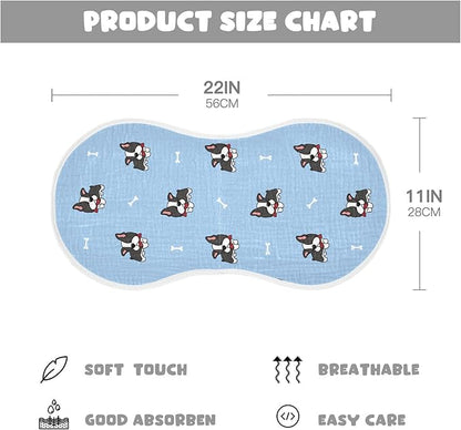 vvfelixl Baby Burp Cloths Boston Terrier Dog Baby Newborn Cotton Burping Cloths Set Baby Washcloths 4 Pack Blue