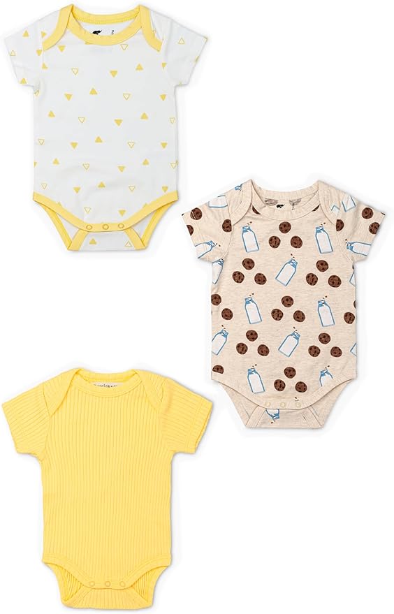 MONICA + ANDY Short Sleeve Jack & Jill Bodysuit, 100% Organic Baby Clothes for Girls & Boys, Newborn, Infant & Preemie Sizes