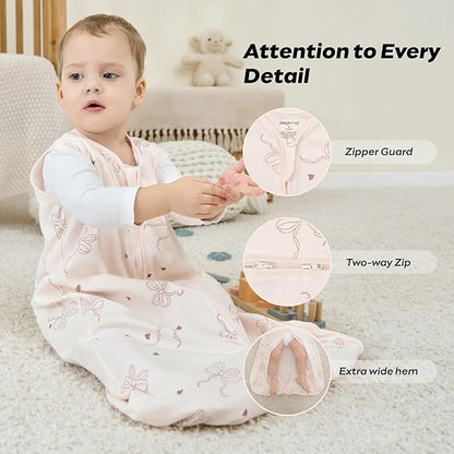 JELLYMONI Baby Sleep Sack 12-18 Months Wearable Blanket for Baby, 100% Cotton 3 Pack Infant Toddler Sleeping Sack Lightweight Soft 2-Way Zipper Sleepsack