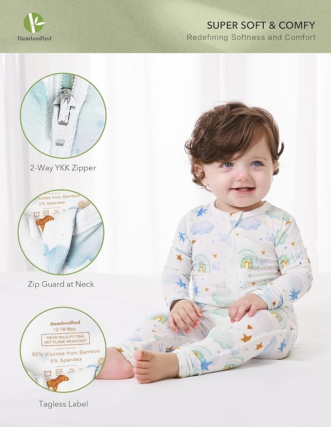 Baby Zippered Rompers Newborn Pajamas Sleepers Long Sleeve Jumpsuits Infant Zipper Romper-Viscose from Bamboo