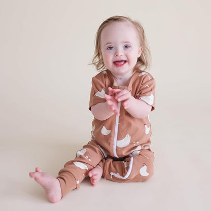 PARADE Organic Signature Print '2-Way' Zip Romper - Short Sleeve