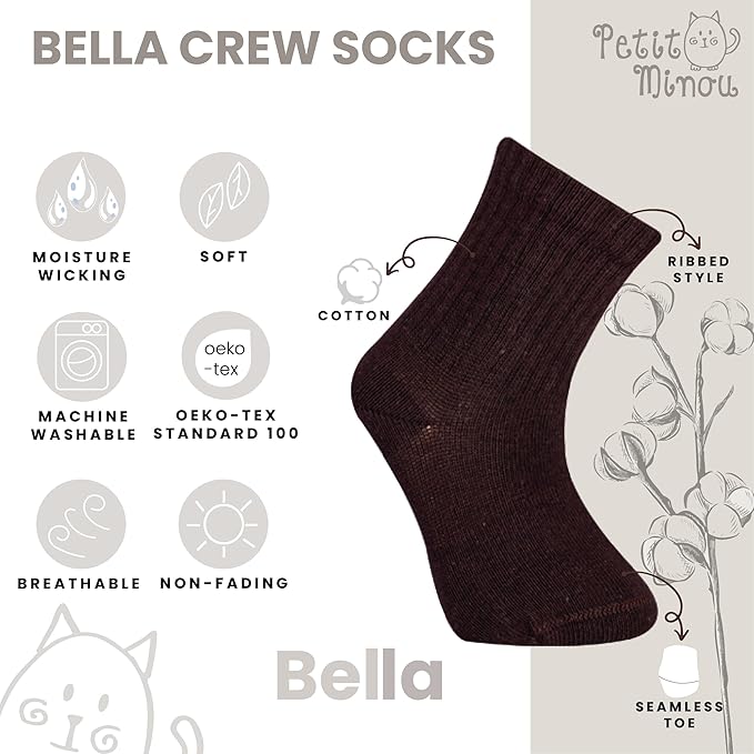 Bella Baby & Toddler Seamless-Toe Turkish Cotton Crew Socks (6-Pack)