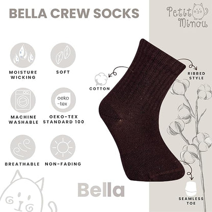 Bella Baby & Toddler Seamless-Toe Turkish Cotton Crew Socks (6-Pack)