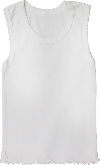 ToBeInStyle Girl's 4 Pack Ruffle Hem Cotton Tank Tops