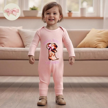 allshope Infant Baby Girl Fall Outfit Romper Ribbed Embroidery Onesie Jumpsuit Long Sleeve Bodysuit Cute Newborn Clothes