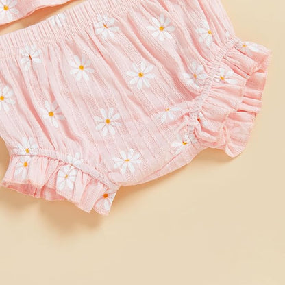 Mubineo Baby Girl Summer Clothes Cute Ruffle Tops Dress Shorts Outfits Set Infant Toddler Shrit Bloomers Princess Outfit