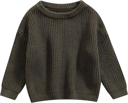 Newborn Baby Boy Girl Knit Sweater Long Sleeve Solid Winter Warm Sweatshirt Top Outfit Infant Toddler Fall Clothes