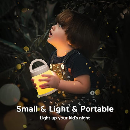 One Fire Night Light for Kids Night Light,10 Colors+8 Dimmable Baby Night Lights for Nursery Lamp,Portable+Remote+Touch Nightlight for Kids Room,1800mAh Tap Light Rechargeable Night Light Cream White