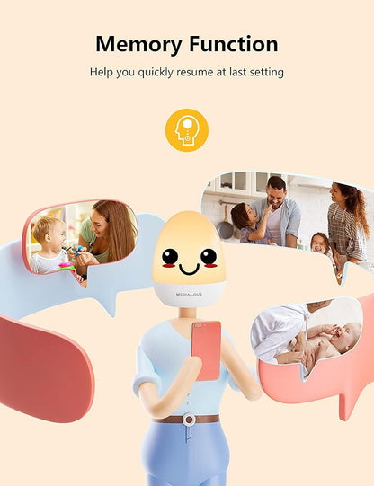 MediAcous Night Lights for Kids Room, Egg Light for Nursery with Stable Charging Pad, Dimmable Baby Night Light with 1H Timer & Touch Control, ABS+PC LED Egg Night Light for Breastfeeding, Up to 200H