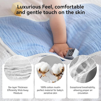 Synrroe Burp Cloths Large, Muslin Burp Cloths for Baby Girls and Boys, Pack of 10 Extra Absorbent and Soft Muslin, 6 Layers 20 by 10 Inches 100% Cotton (Mix 10 Pack)