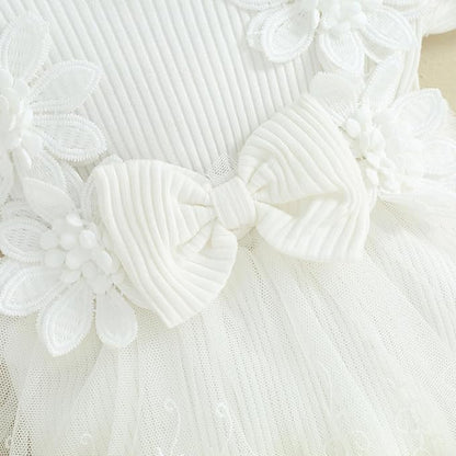 Infant Baby Girl Lace Romper Baby Tulle Dress Romper Flowers Bodysuit Spring Summer Festival Clothes with Headband